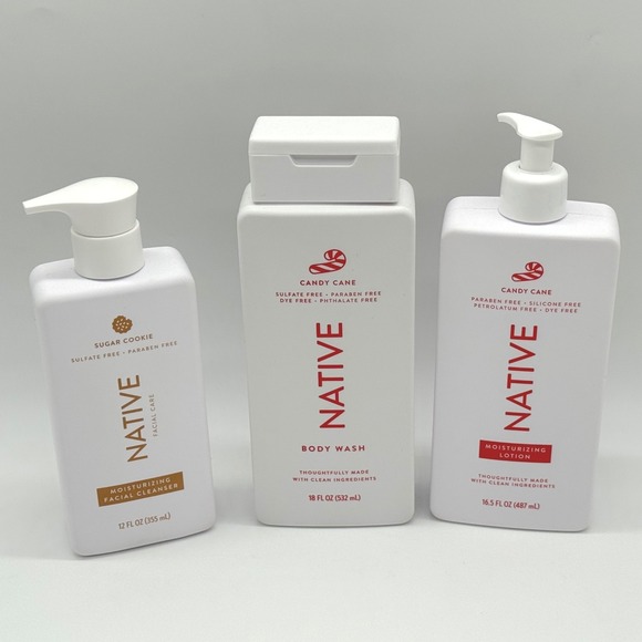 Native Body Wash Facial Cleanser Lotion Set Candy Cane‎ Sugar Cookie Bundle - Picture 1 of 8